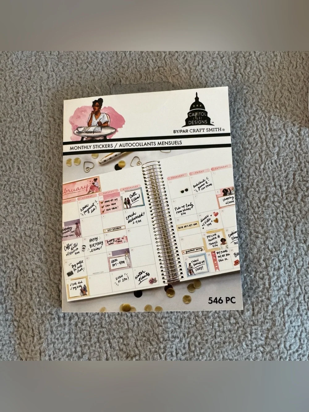 Set of 8  Happy Planner & Capitol Chic Designs Stationery - Notebooks, Stickers